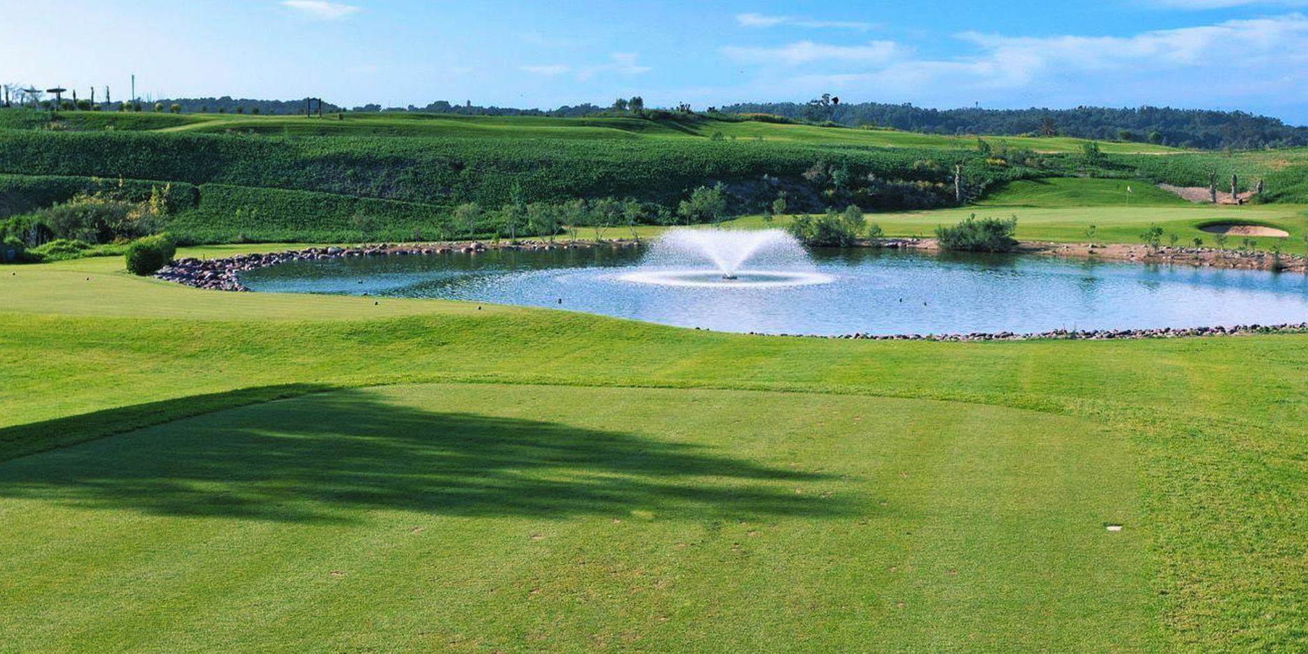 Mazagan Golf, El Jadida: fairway, lake and fountain