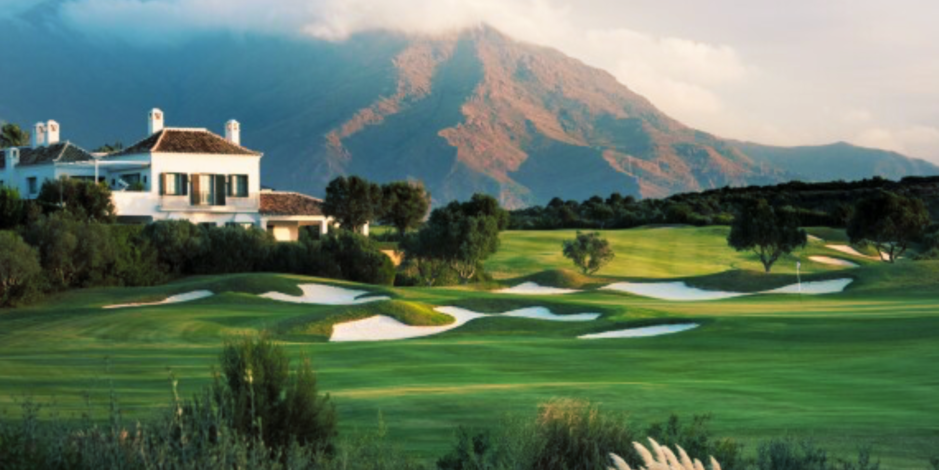 Architect-designed golf hole with fairway and bunkers